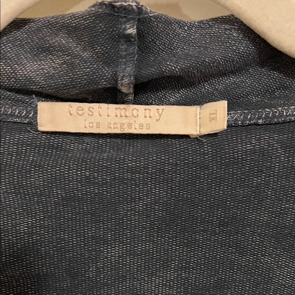 Testimony Los Angeles Stylish Gray washed stretch Open Front Cardigan - Picture 4 of 5